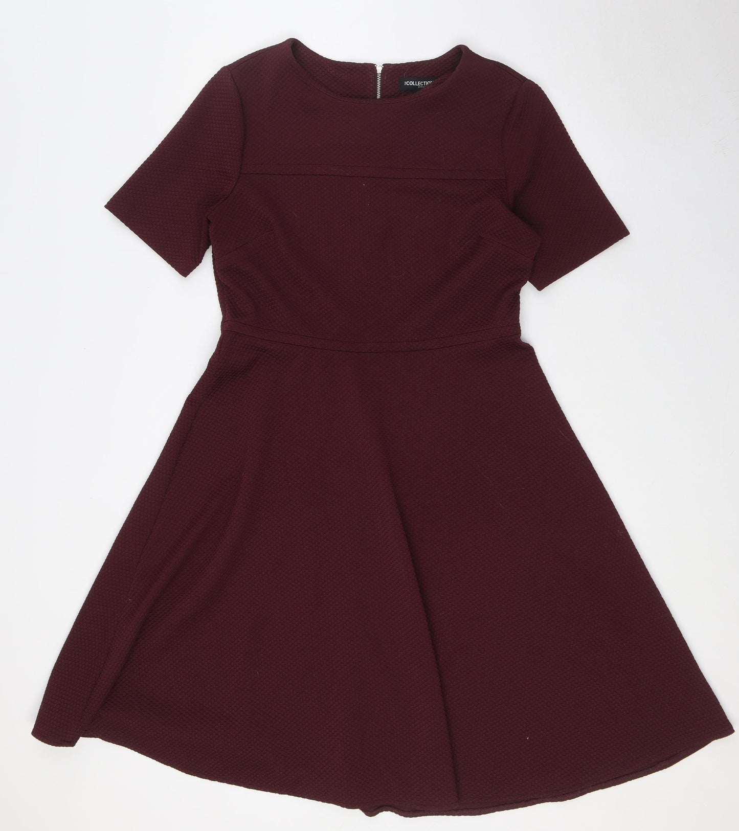 Debenhams Womens Red Polyester A-Line Size 12 Round Neck Zip
