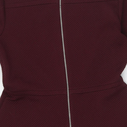 Debenhams Womens Red Polyester A-Line Size 12 Round Neck Zip