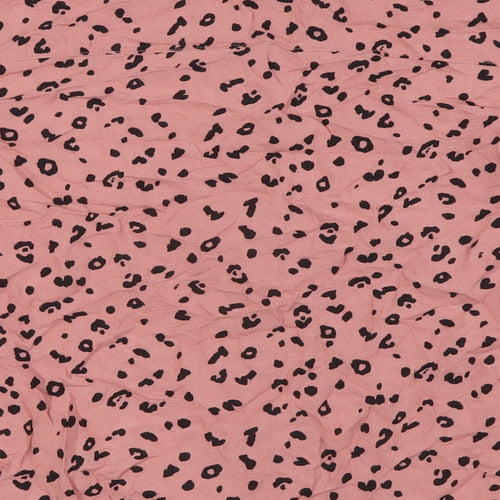 Divided by H&M Womens Pink Animal Print Viscose Basic Button-Up Size 4 Collared