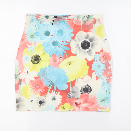 Boohoo Womens Multicoloured Floral Polyester A-Line Skirt Size 10