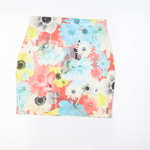 Boohoo Womens Multicoloured Floral Polyester A-Line Skirt Size 10