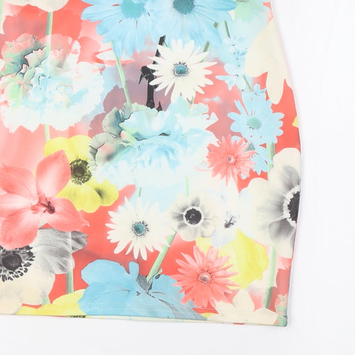 Boohoo Womens Multicoloured Floral Polyester A-Line Skirt Size 10