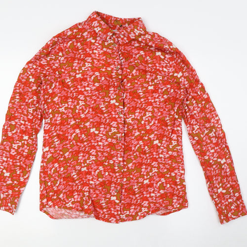 ICHI Womens Multicoloured Viscose Basic Button-Up Size 6 Collared