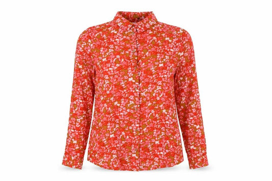 Front view of ICHI women’s multicoloured viscose basic button-up, size UK 6, collared