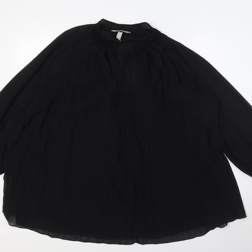 H&M Womens Black Polyester Basic Blouse Size XL Mock Neck - Pleated