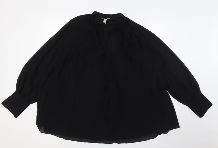 H&M Womens Black Polyester Basic Blouse Size XL Mock Neck - Pleated