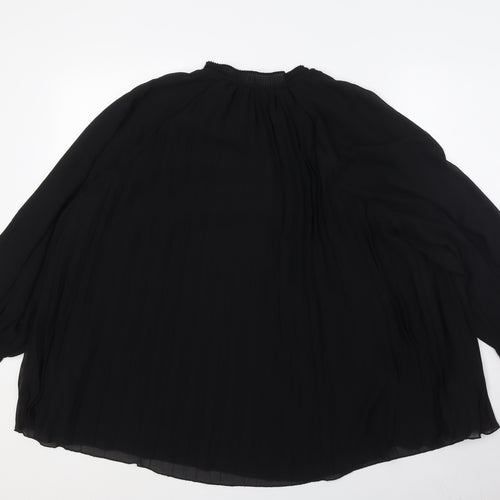 H&M Womens Black Polyester Basic Blouse Size XL Mock Neck - Pleated