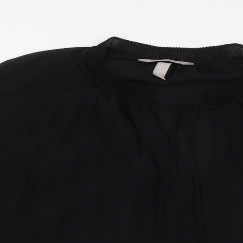 H&M Womens Black Polyester Basic Blouse Size XL Mock Neck - Pleated