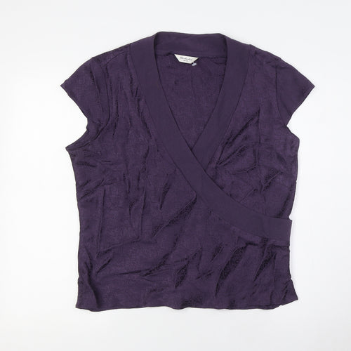 Berkertex Womens Purple Viscose Basic Blouse Size 18 V-Neck - Cross-over