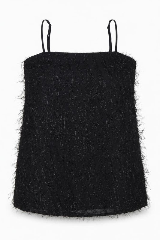 Front view of New Look women’s black polyester a-line, size UK 14, square neck - evening wear