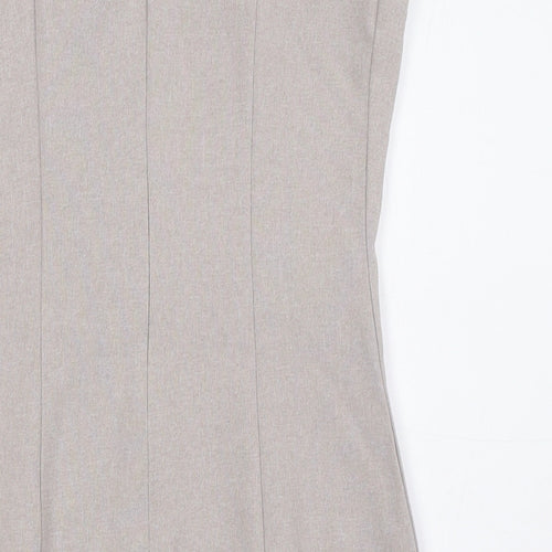 Missguided Womens Beige Polyester Pencil Dress Size 8 Scoop Neck Zip