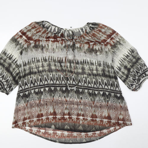 Monsoon Womens Multicoloured Polyester Basic Blouse Size M Round Neck - Sheer