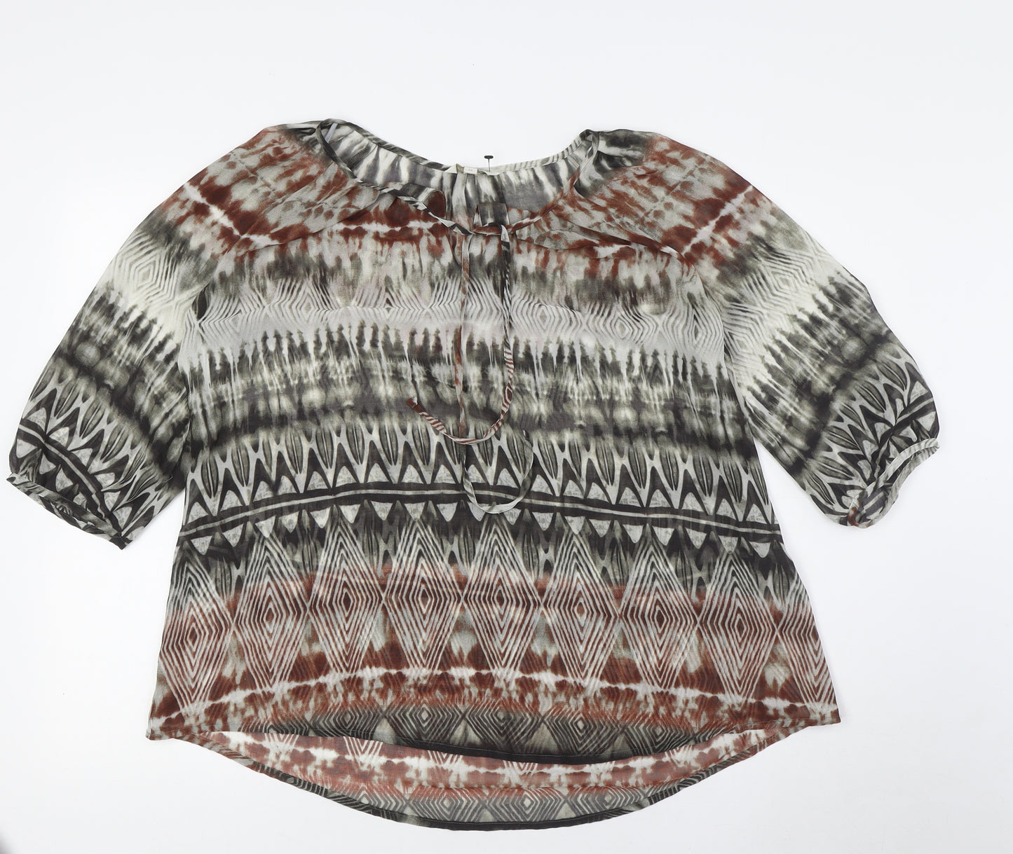 Monsoon Womens Multicoloured Polyester Basic Blouse Size M Round Neck - Sheer