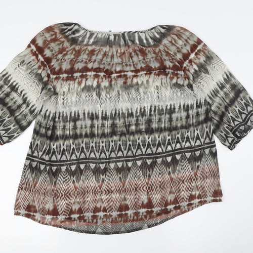 Monsoon Womens Multicoloured Polyester Basic Blouse Size M Round Neck - Sheer