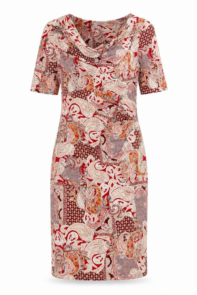 Marks and Spencer Womens Multicoloured Paisley Viscose A-Line Size 14 Cowl Neck