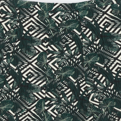 Oasis Womens Green Polyester A-Line Skirt Size 8 Zip - Leaf Print