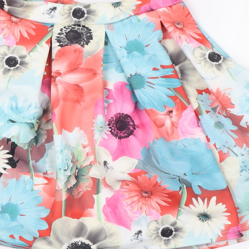 Quiz Womens Multicoloured Floral Polyester A-Line Skirt Size 6