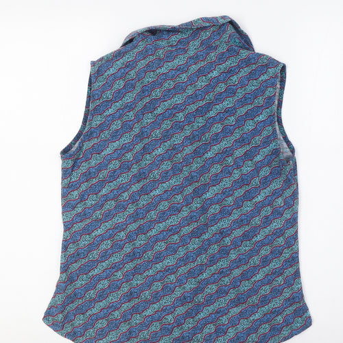 Kingston Grange Womens Blue Bamboo Basic Blouse Size 8 Collared