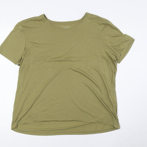 Marks and Spencer Womens Green Polyester Basic T-Shirt Size 16 Round Neck