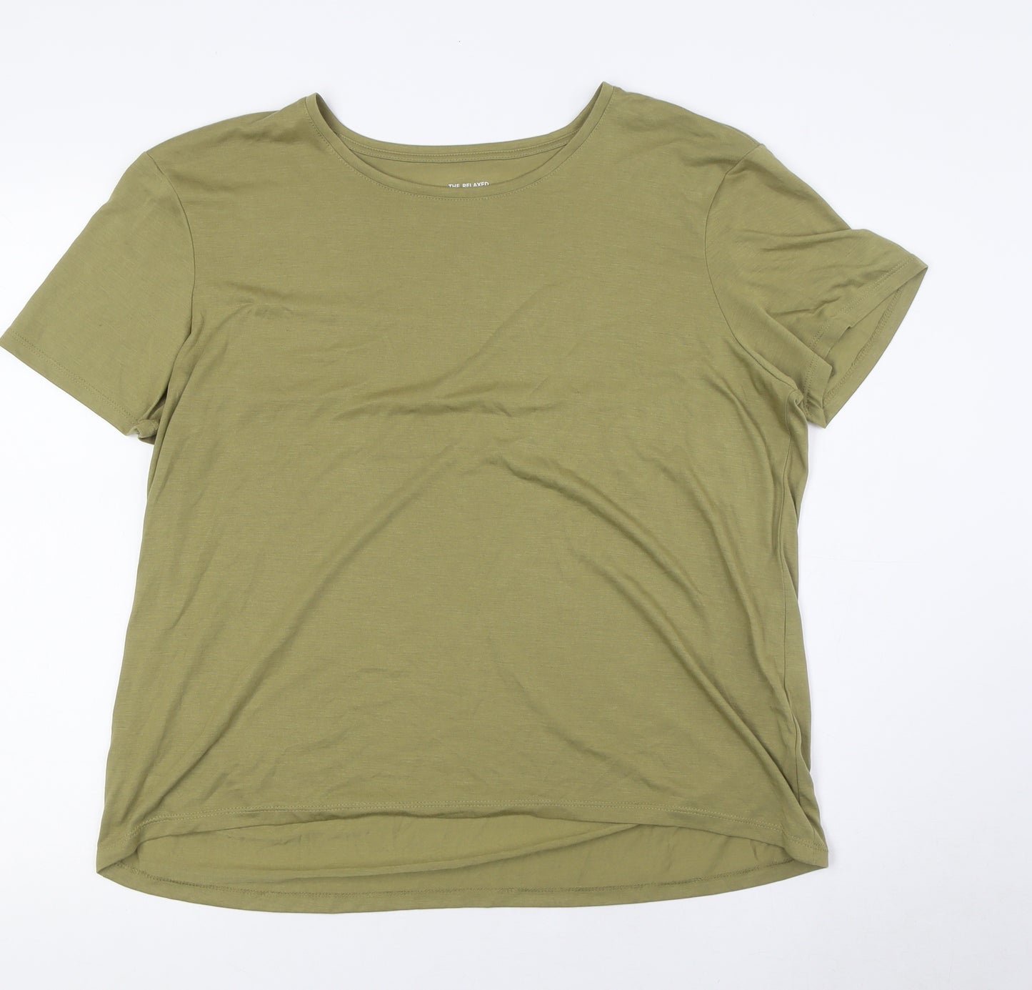 Marks and Spencer Womens Green Polyester Basic T-Shirt Size 16 Round Neck