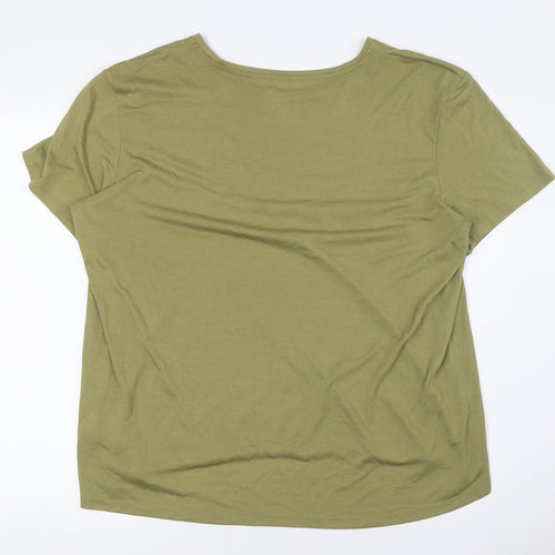 Marks and Spencer Womens Green Polyester Basic T-Shirt Size 16 Round Neck