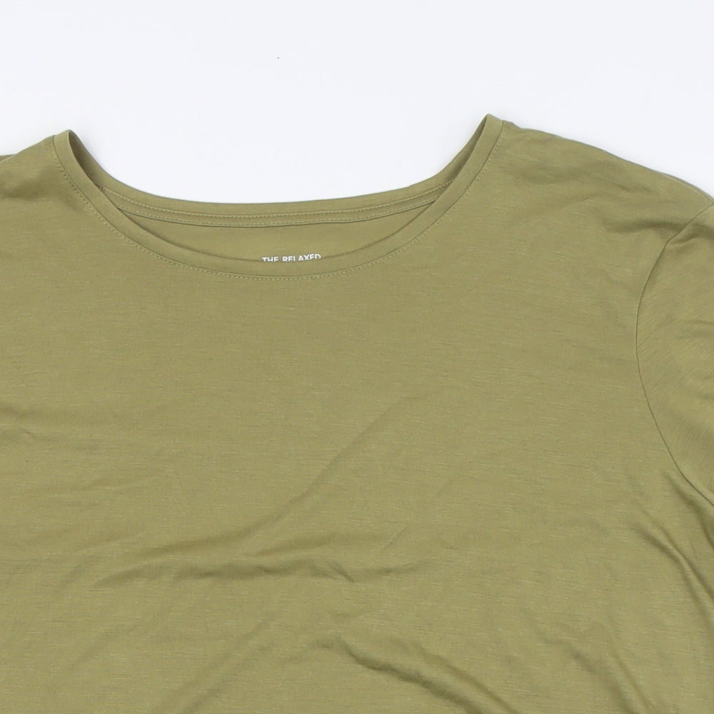Marks and Spencer Womens Green Polyester Basic T-Shirt Size 16 Round Neck