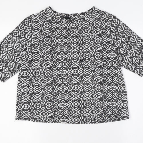 New Look Womens Black Polyester Basic Button-Up Size 10 Crew Neck