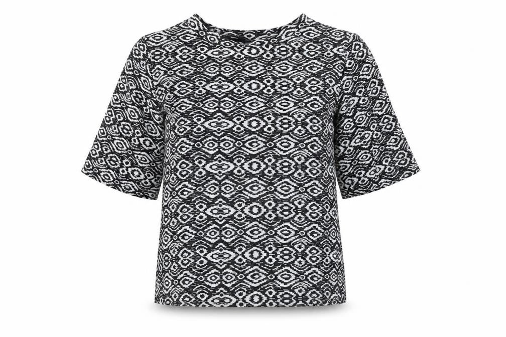 Front view of New Look women’s black polyester basic button-up, size UK 10, crew neck