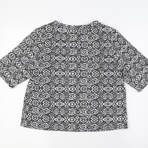 New Look Womens Black Polyester Basic Button-Up Size 10 Crew Neck