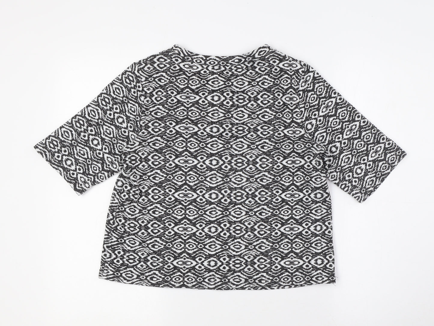 New Look Womens Black Polyester Basic Button-Up Size 10 Crew Neck