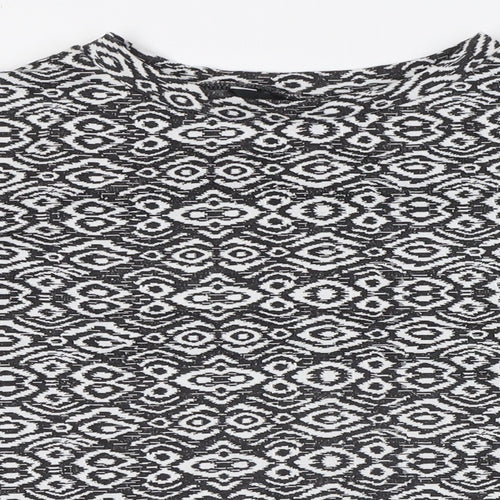 New Look Womens Black Polyester Basic Button-Up Size 10 Crew Neck