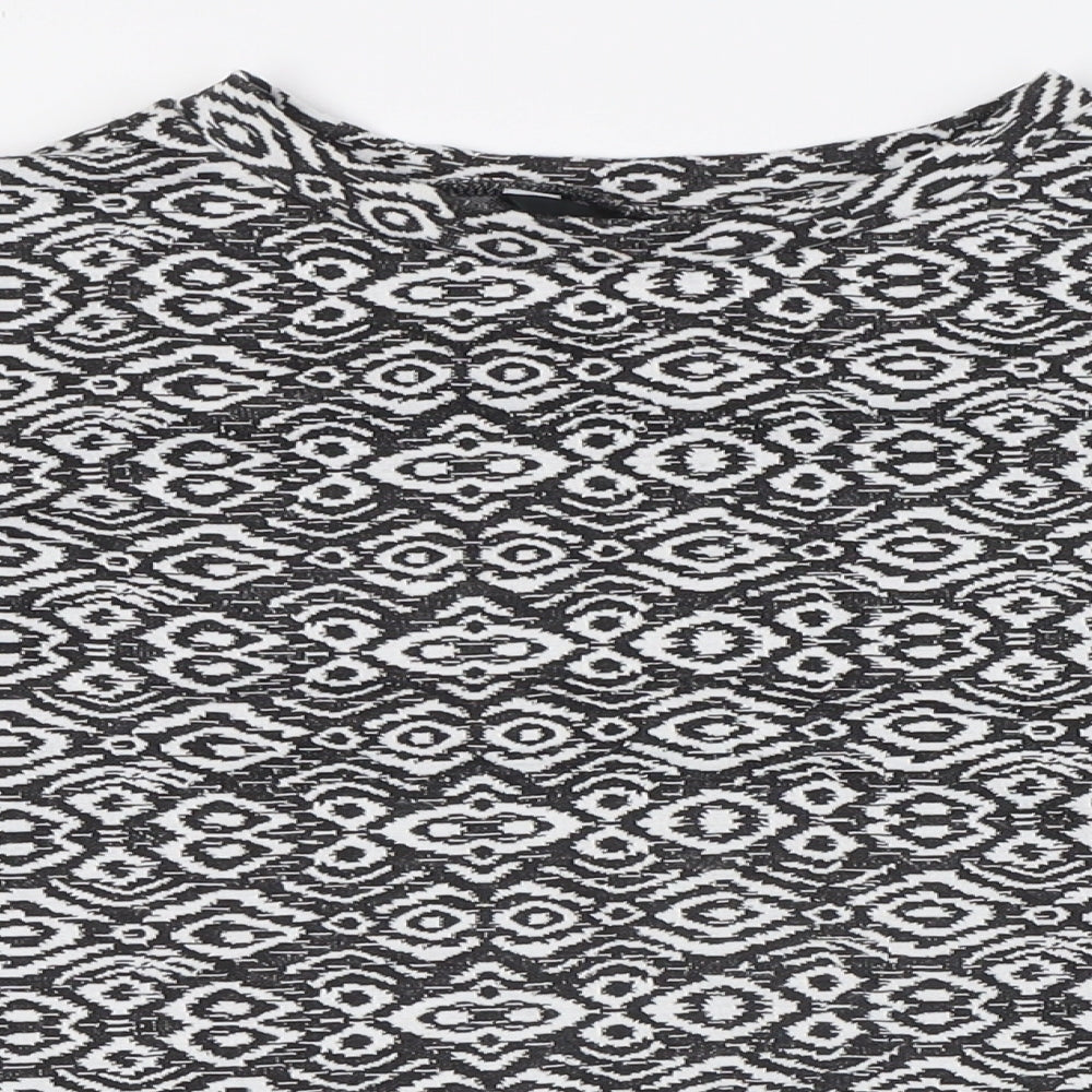 New Look Womens Black Polyester Basic Button-Up Size 10 Crew Neck