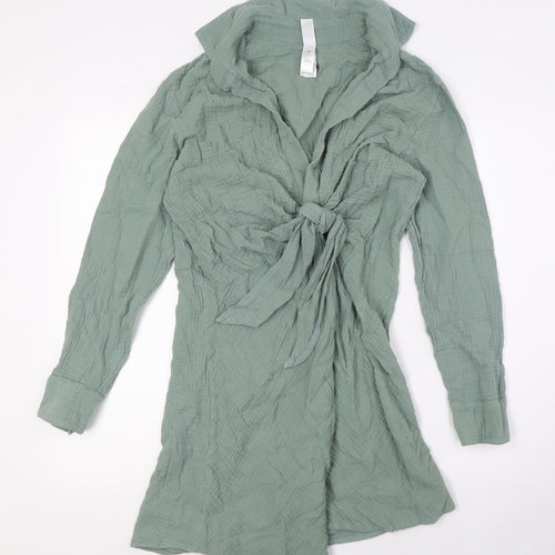 Heaven Womens Green Cotton Wrap Dress Size S V-Neck Tie - Beach Wear