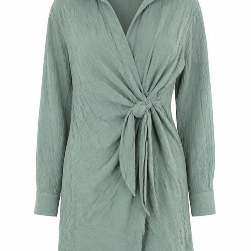 Heaven Womens Green Cotton Wrap Dress Size S V-Neck Tie - Beach Wear