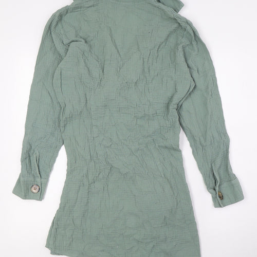 Heaven Womens Green Cotton Wrap Dress Size S V-Neck Tie - Beach Wear