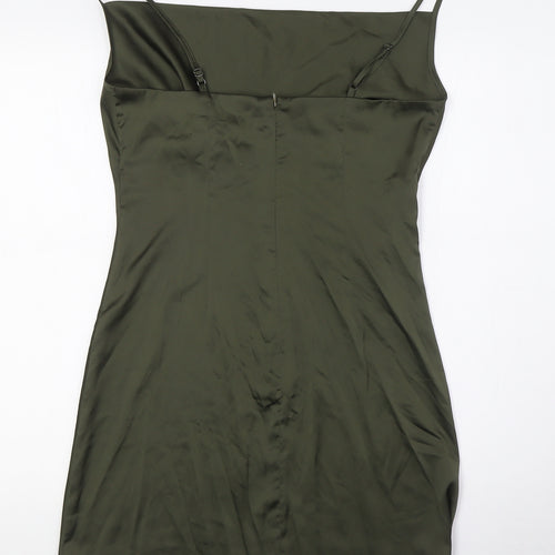 Stradivarius Womens Green Polyester A-Line Size M Square Neck