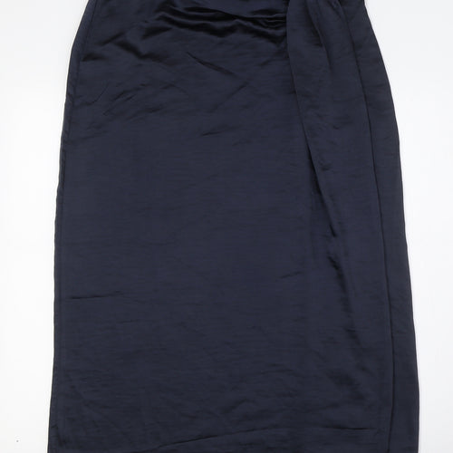 QED London Womens Blue Polyester A-Line Skirt Size 14 Zip