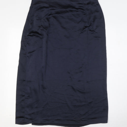 QED London Womens Blue Polyester A-Line Skirt Size 14 Zip
