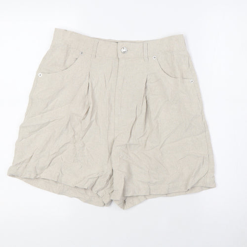 ASOS Womens Beige Viscose Basic Shorts Size 8 L4 in Regular Zip