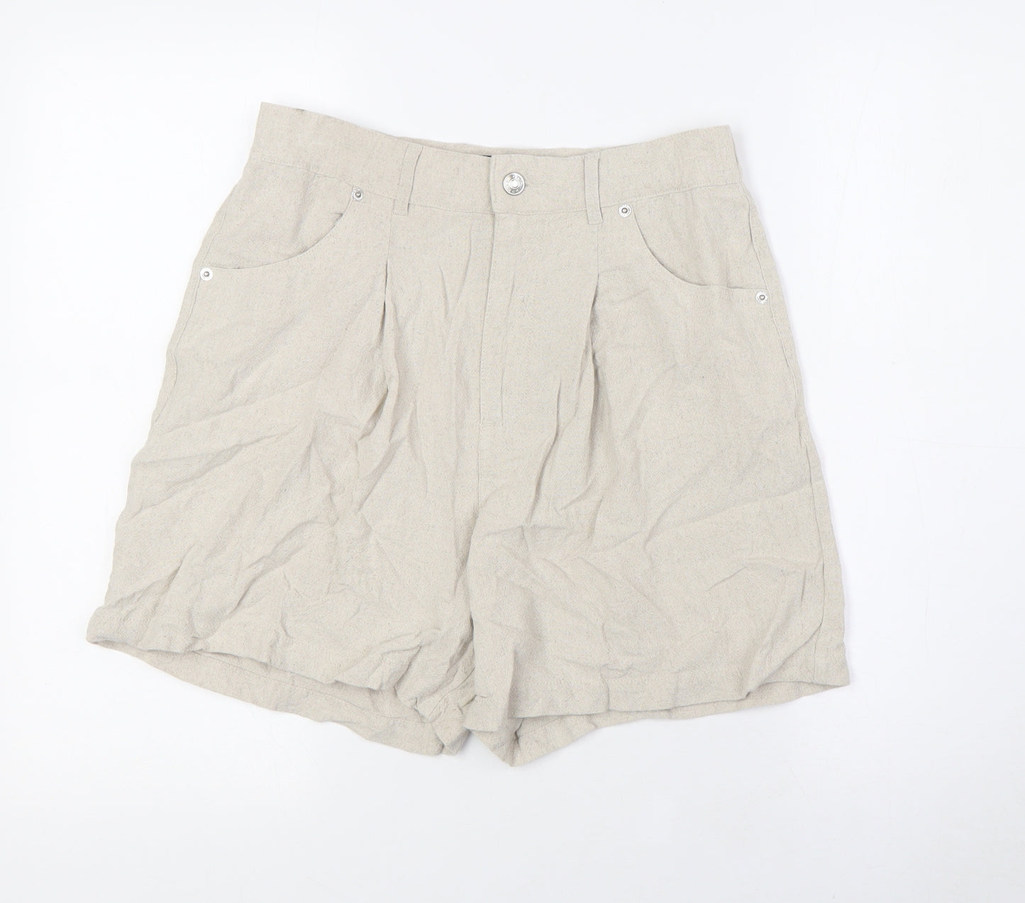 ASOS Womens Beige Viscose Basic Shorts Size 8 L4 in Regular Zip