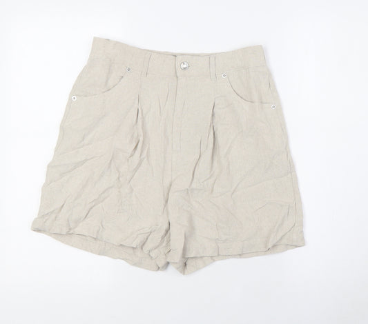 ASOS Womens Beige Viscose Basic Shorts Size 8 L4 in Regular Zip