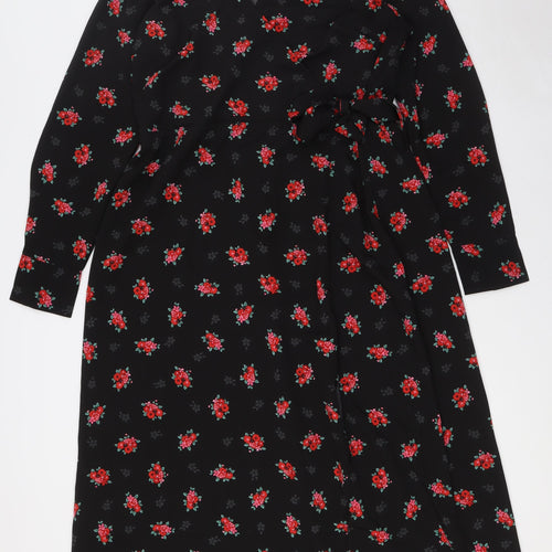 New Look Womens Multicoloured Floral Polyester A-Line Size 18 V-Neck - Wrap Top