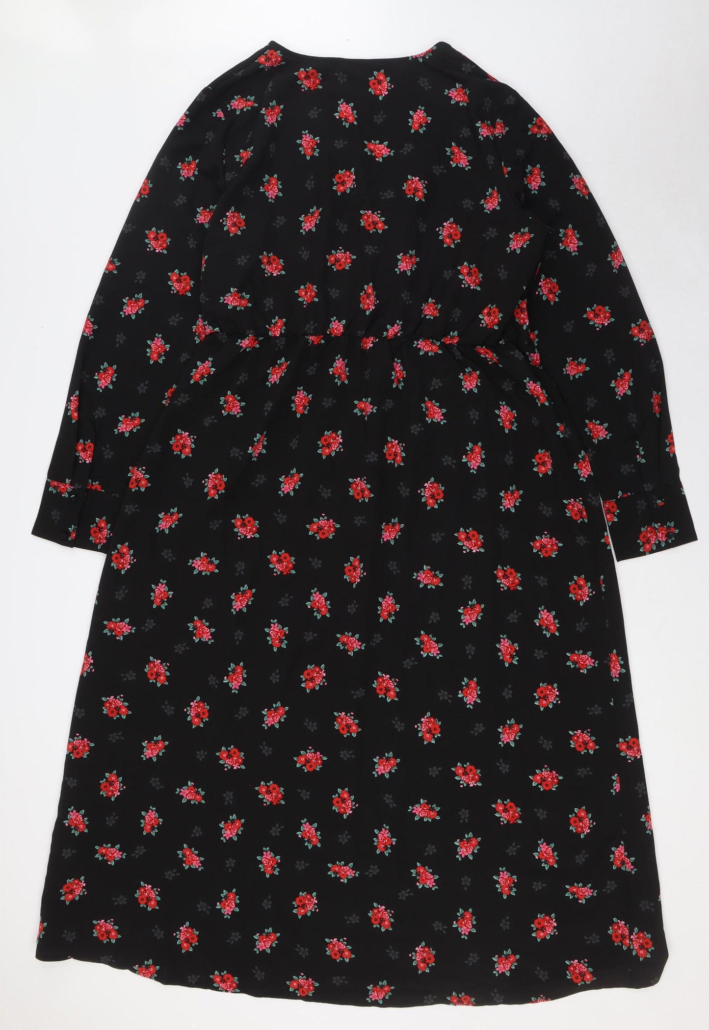 New Look Womens Multicoloured Floral Polyester A-Line Size 18 V-Neck - Wrap Top