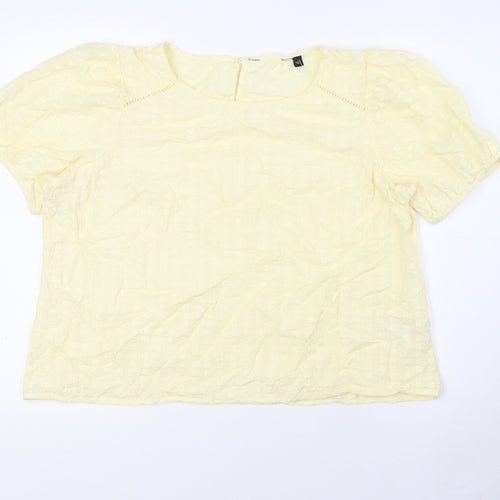 Dorothy Perkins Womens Yellow Cotton Basic Blouse Size 18 Boat Neck
