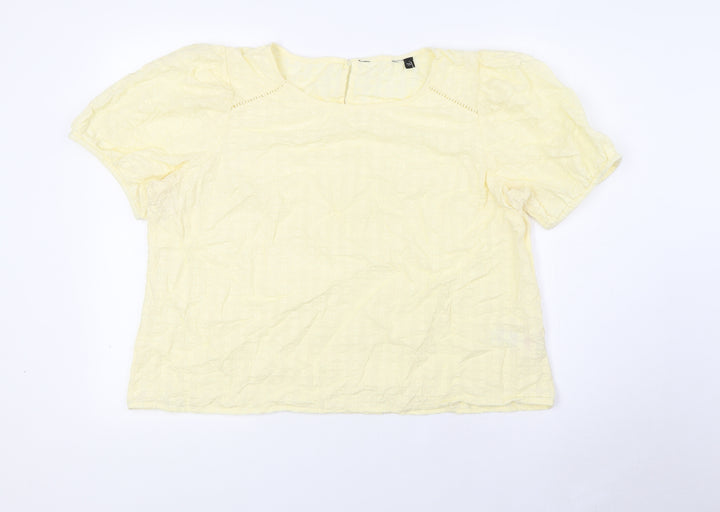 Dorothy Perkins Womens Yellow Cotton Basic Blouse Size 18 Boat Neck