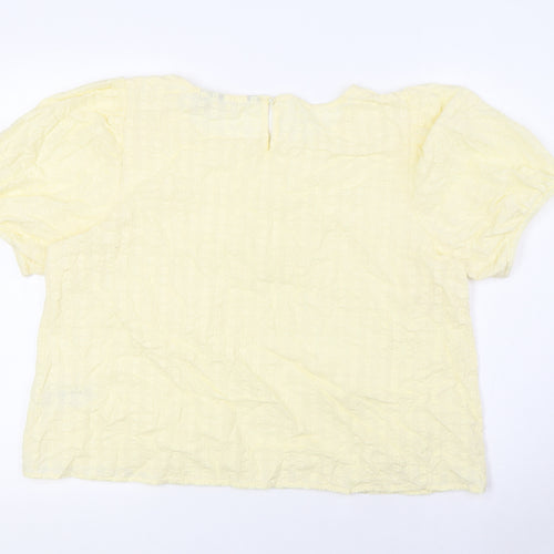 Dorothy Perkins Womens Yellow Cotton Basic Blouse Size 18 Boat Neck