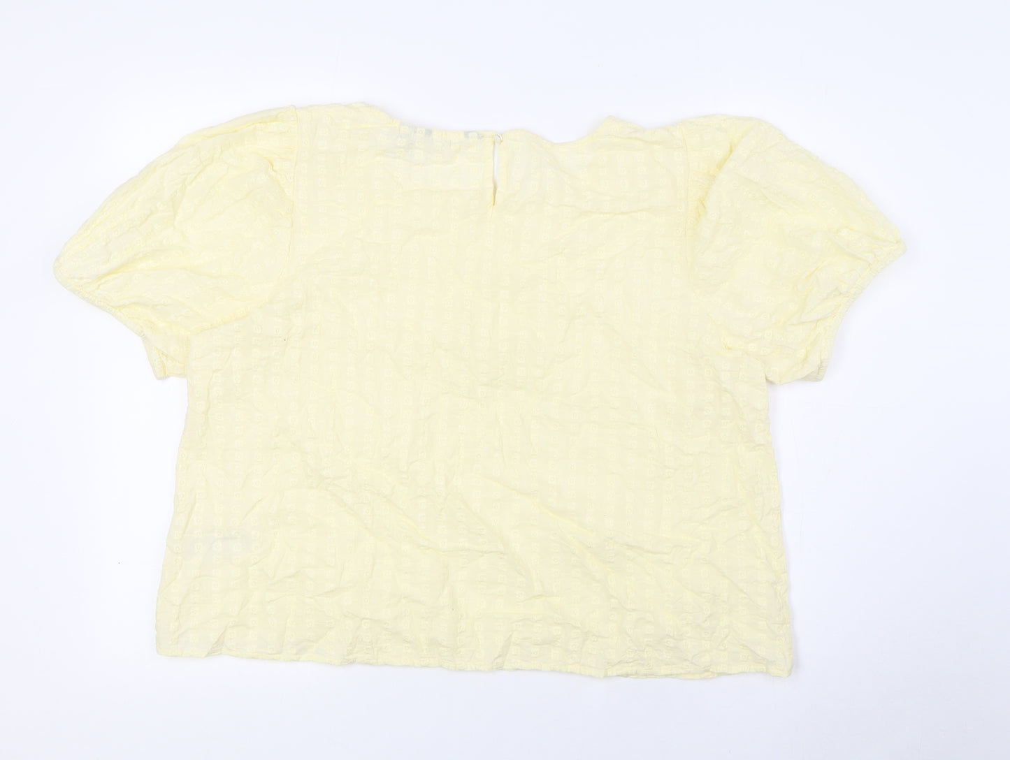 Dorothy Perkins Womens Yellow Cotton Basic Blouse Size 18 Boat Neck