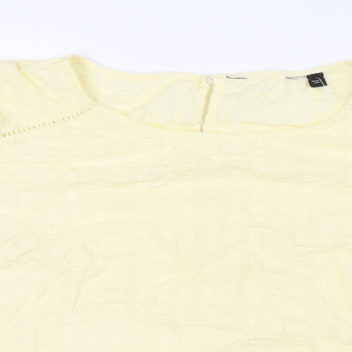 Dorothy Perkins Womens Yellow Cotton Basic Blouse Size 18 Boat Neck