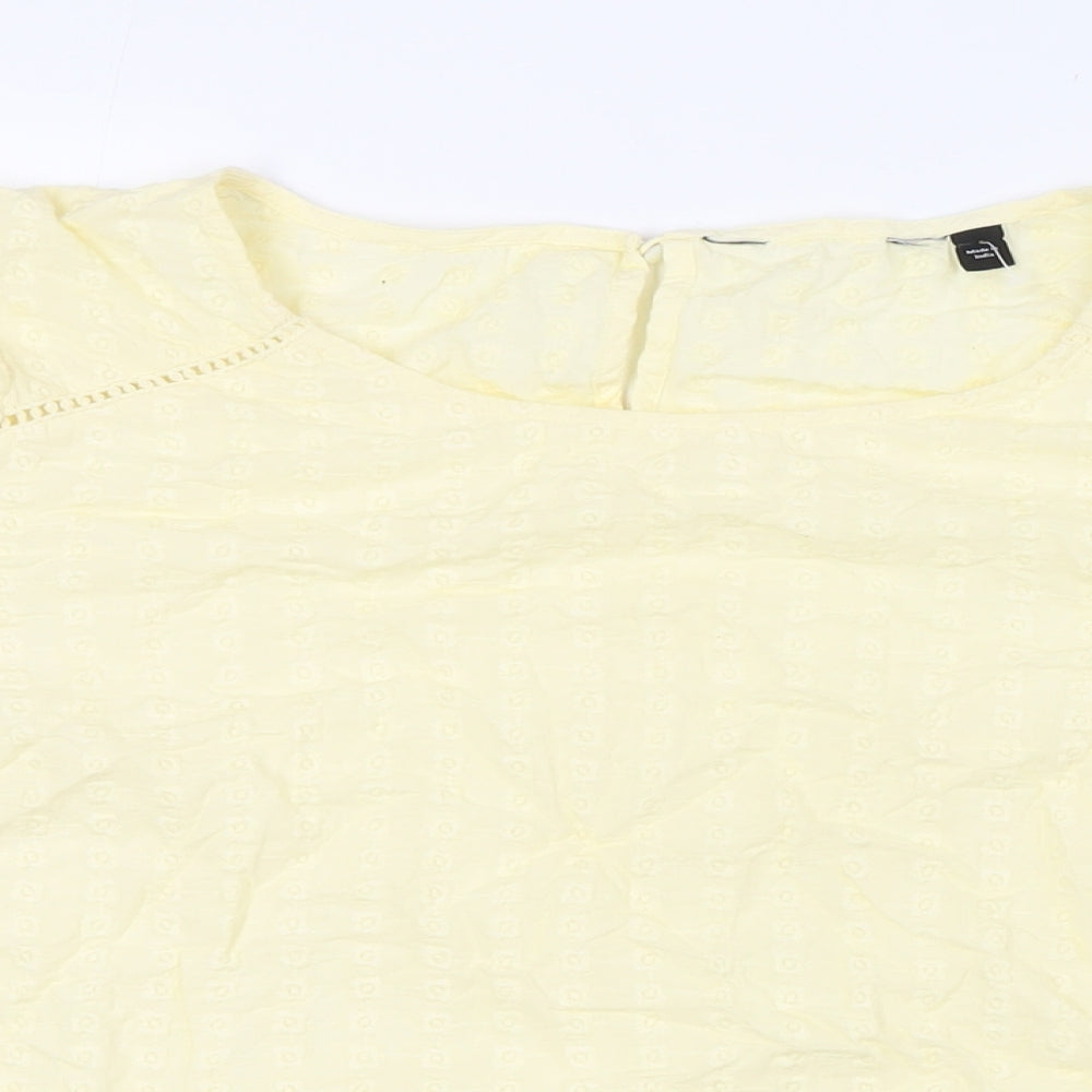 Dorothy Perkins Womens Yellow Cotton Basic Blouse Size 18 Boat Neck