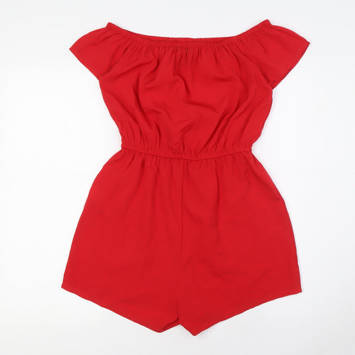 New Look Girls Red Polyester Playsuit One-Piece Size 13 Years - Elasticated Waist